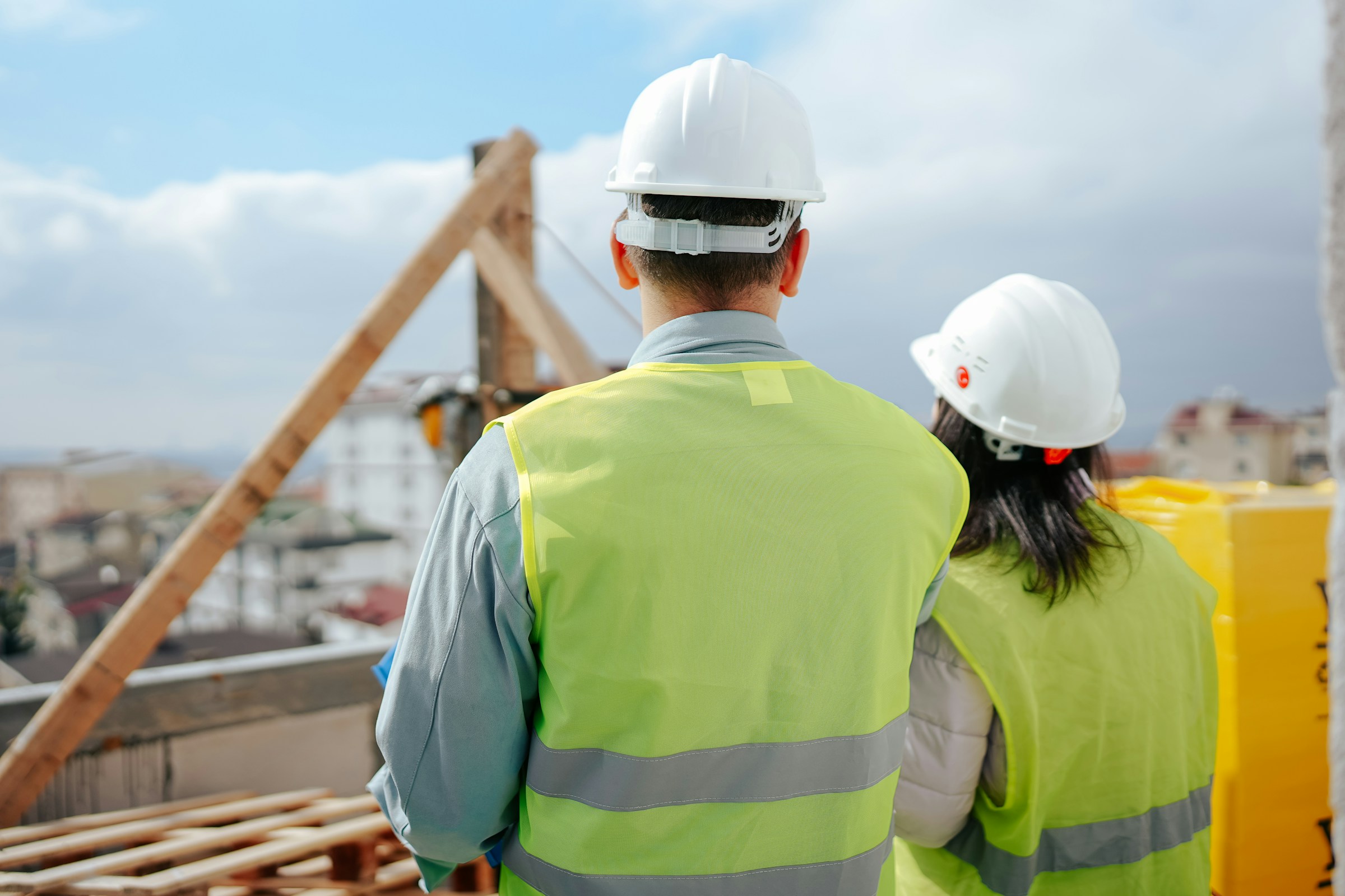 Environmental consultants inspecting a property